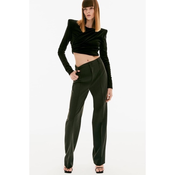 Zara Pants & Jumpsuits Nwt Zara Green The Francoise Full Length